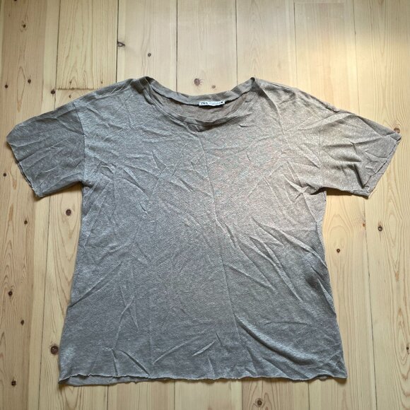 Light grey/tan ZARA T-shirt size S - Picture 2 of 2